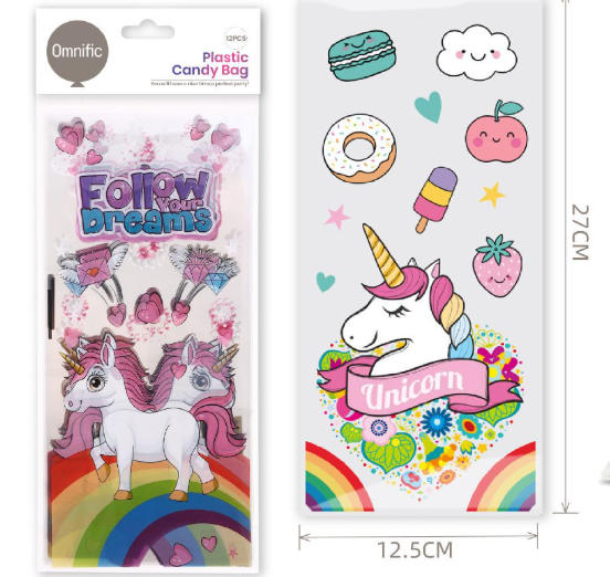 Sacos de Plástico para Doces Rosa 9.5x27cm (10 Peças)