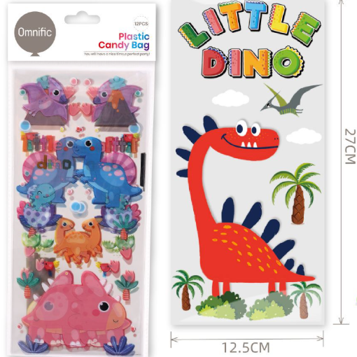 Sacos de Plástico para Doces "Little Dino" 12.5x27cm (12 Peças)