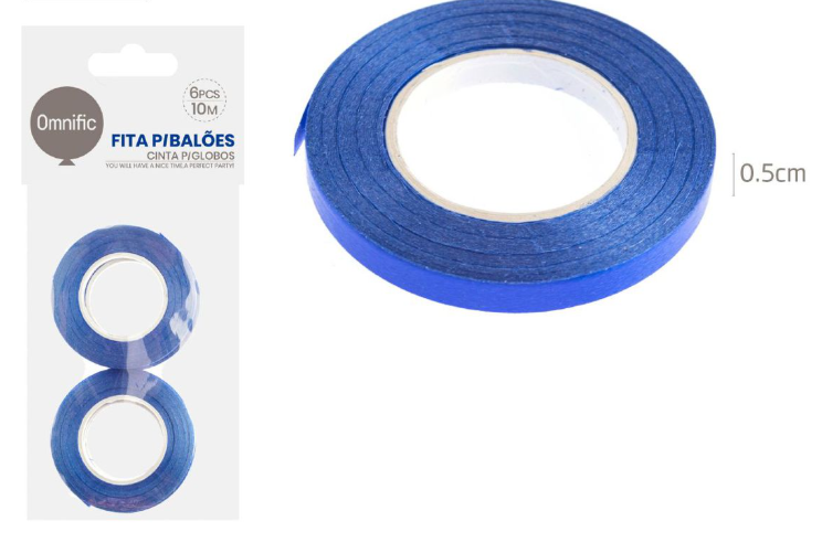 Fita para Balões Prateada 10M (Pack 6) - Omnific