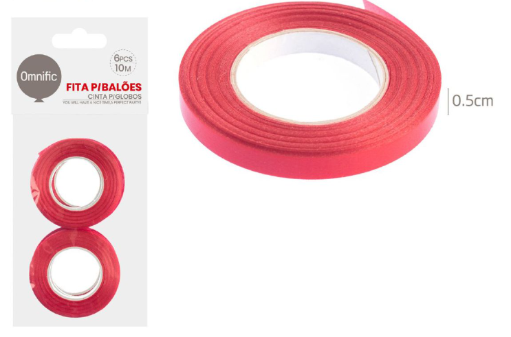 Fita para Balões Prateada 10M (Pack 6) - Omnific