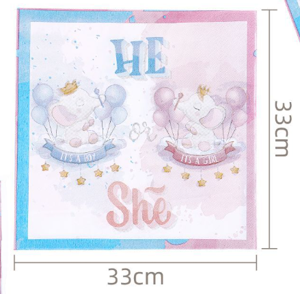 Guardanapos Temáticos "He or She" – Chá de Revelação (16 unidades)