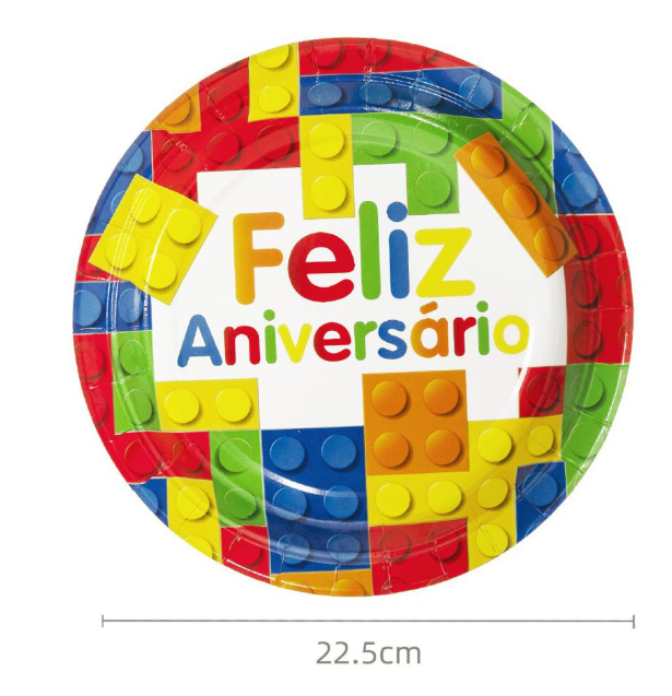 Pratos de Papel "Blocos de Montar" (22,5 cm) (6 unidades)