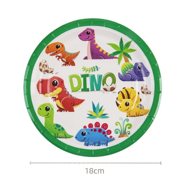 Pratos de Papel "Dino Diversão" (18 cm) (6 unidades)