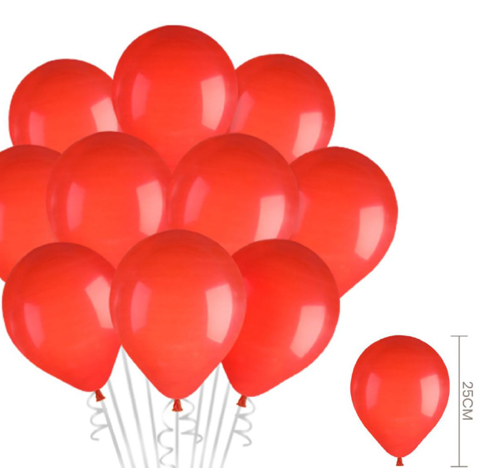 Kit de Balões de Látex Vermelho (100 peças) 25 cm