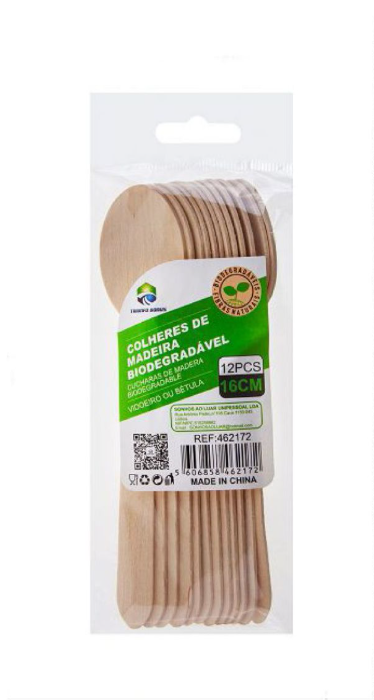Kit de Colheres de Madeira Biodegradáveis (12 peças)