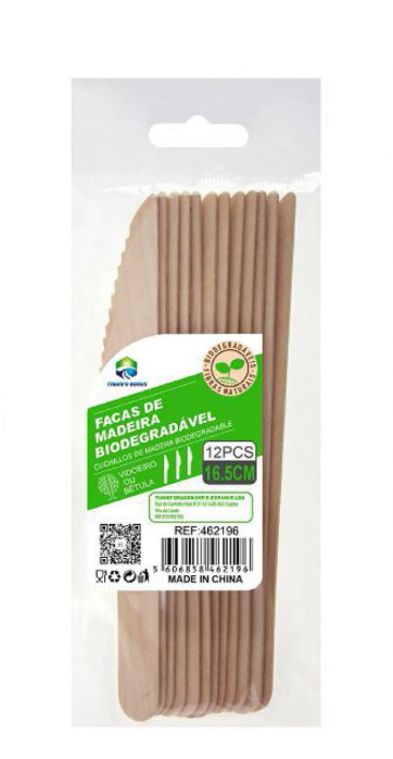 Kit de Facas de Madeira Biodegradáveis (12 peças)