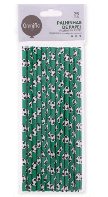 Palhinhas de Papel - Tema Futebol (Verdes)