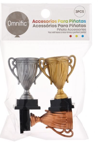 Mini Troféus Metálicos para Piñatas (3 Peças)