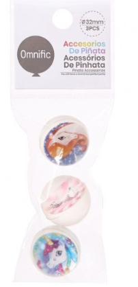 Bolas Saltitantes de Unicórnio 32mm (3 Peças)