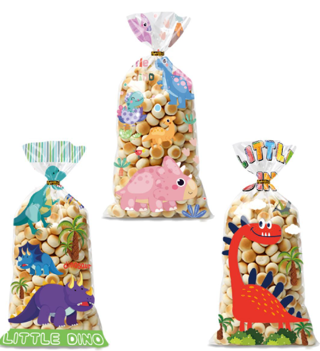 Sacos de Plástico para Doces "Little Dino" 12.5x27cm (12 Peças)