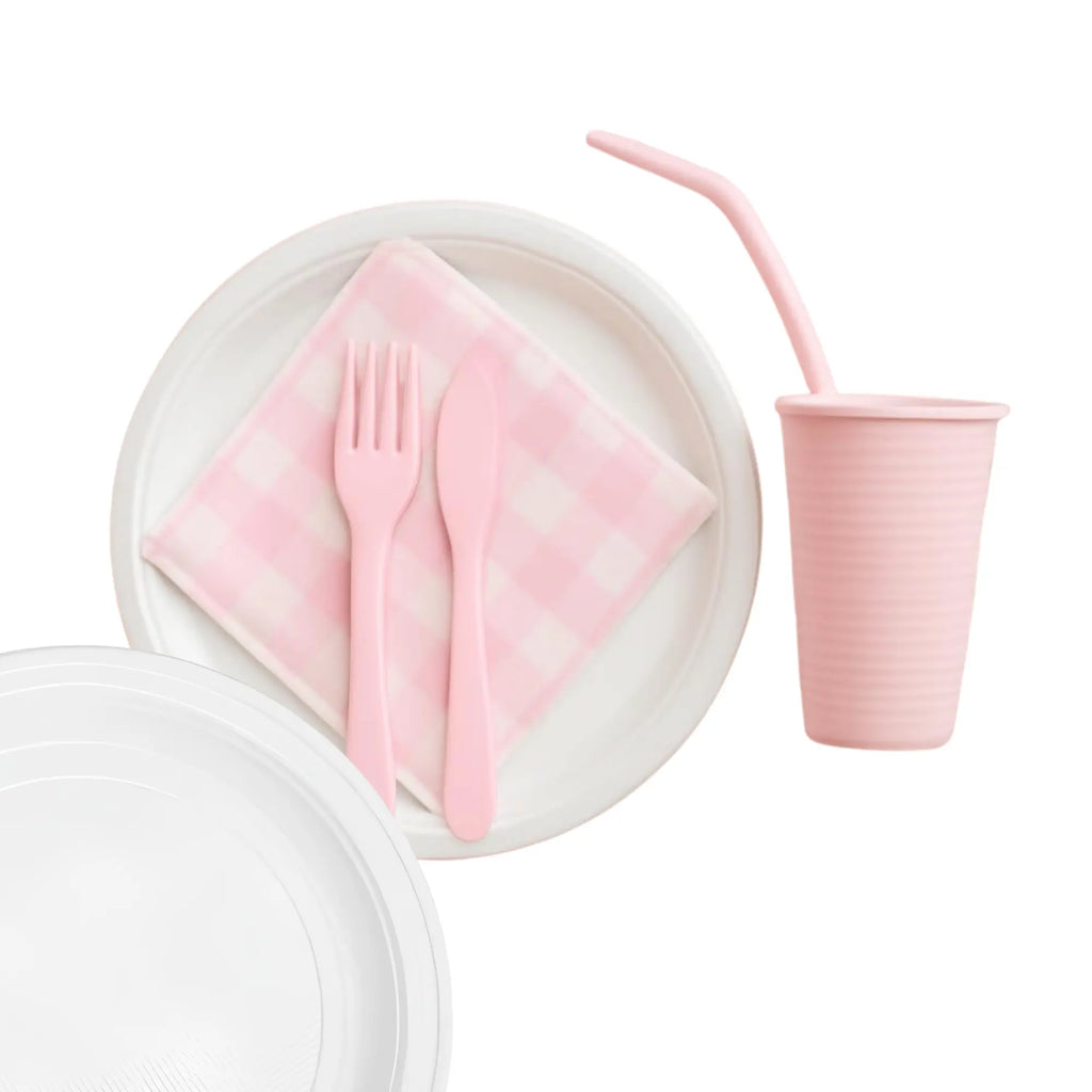 Prato reciclável branco com 20 cm e 25 unidades