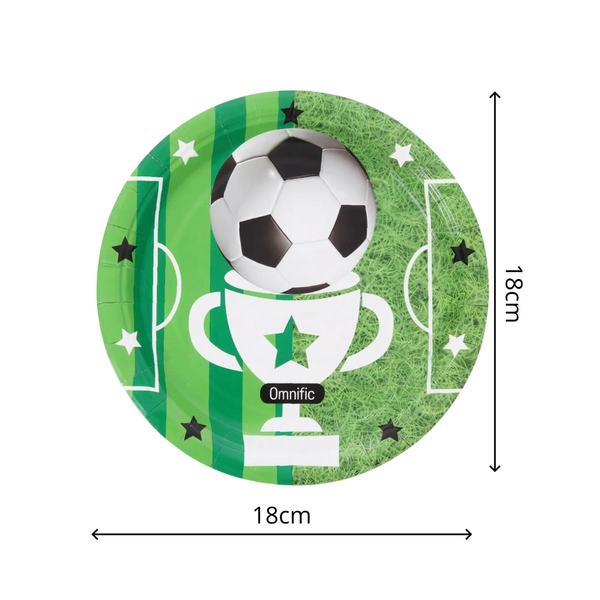 Prato tema futebol, taça com bola, Festalar, dimensão