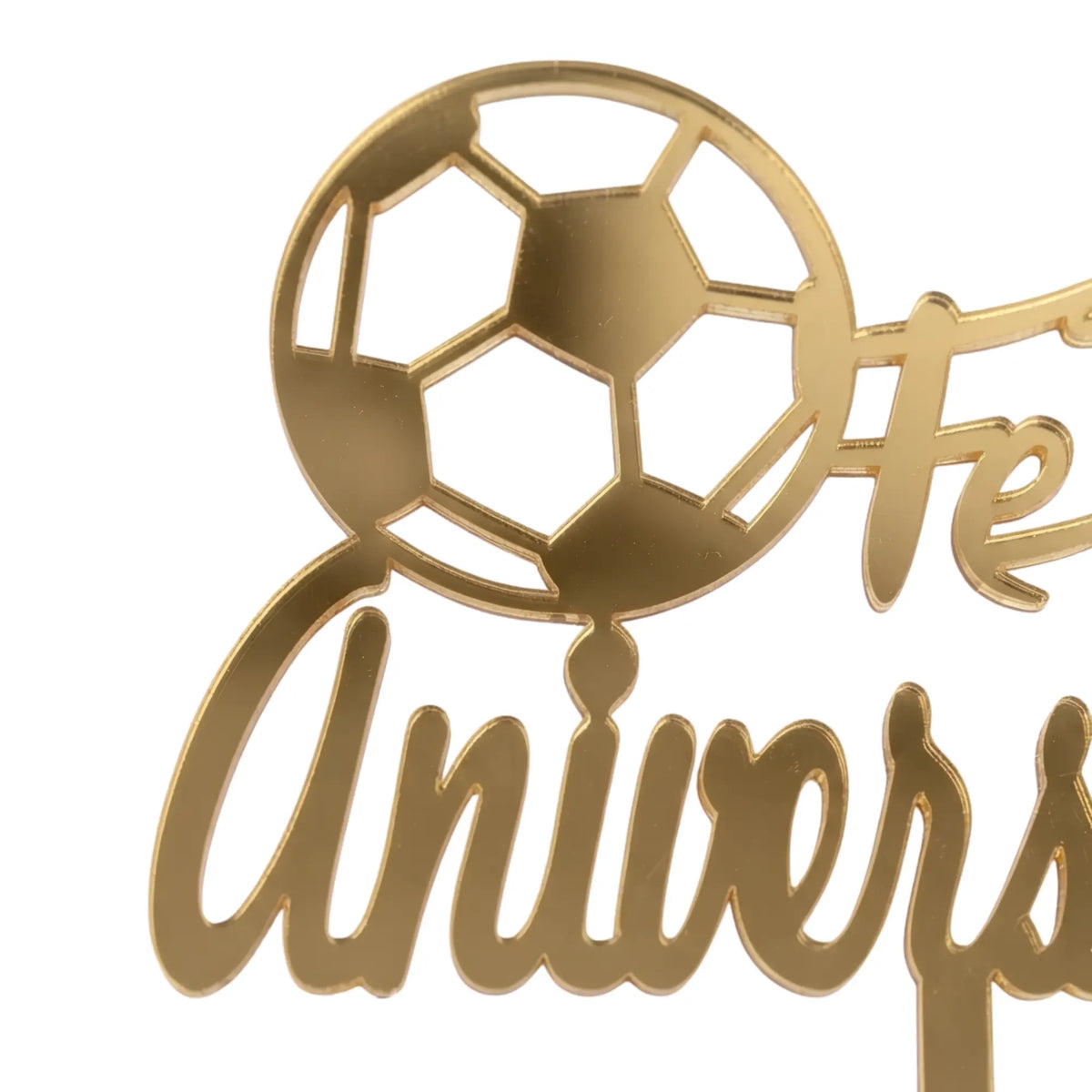 Topo de futebol para bolo, ouro, gold em acrilico