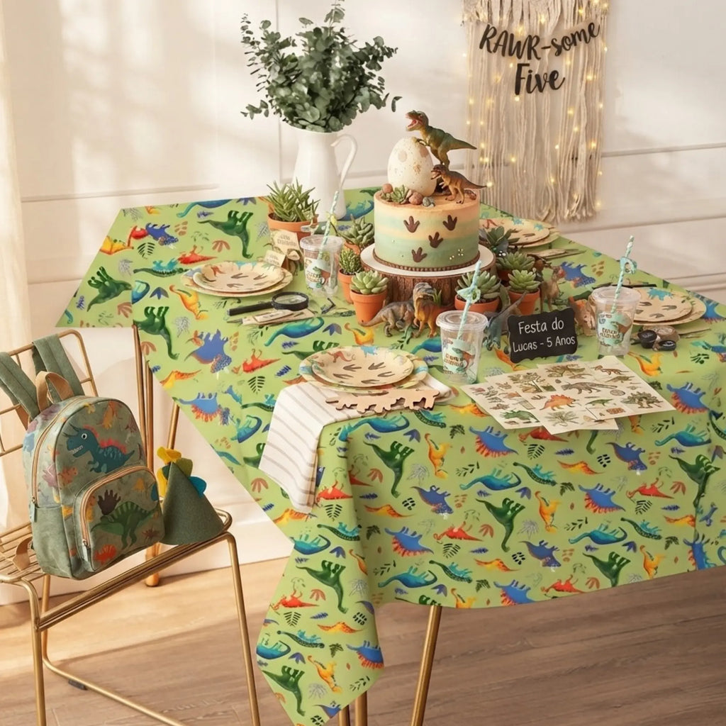 Toalha de mesa, dinossauro, imagem editorial, Festalar