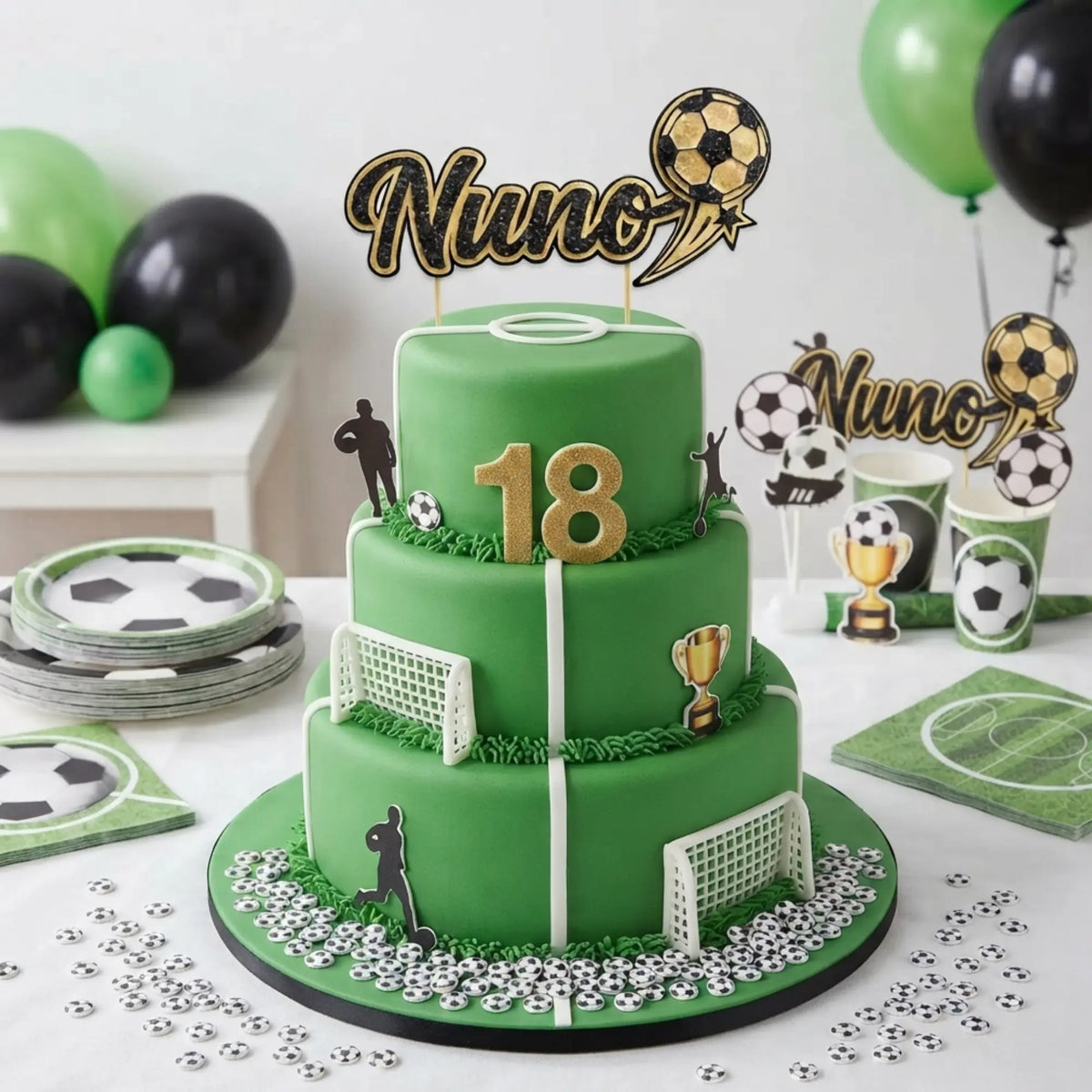Topo de bolo, Nuno, tema futebol. Festalar