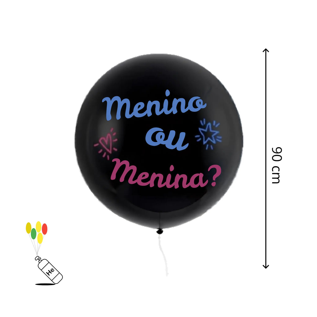 dimensões, balão de cha revelação, Festalar.
