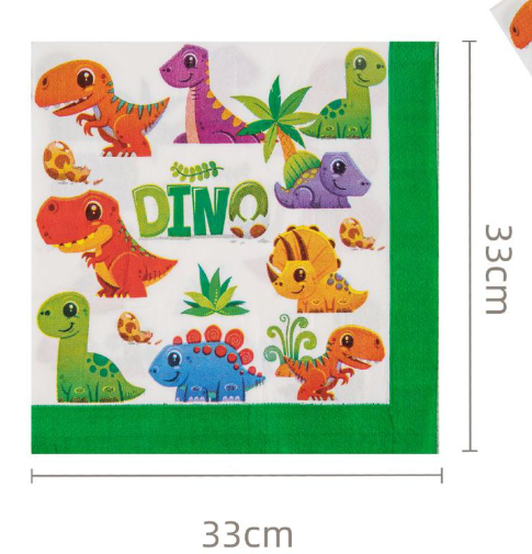 Guardanapos Temáticos "Dino" – Festa Jurássica (16 unidades)