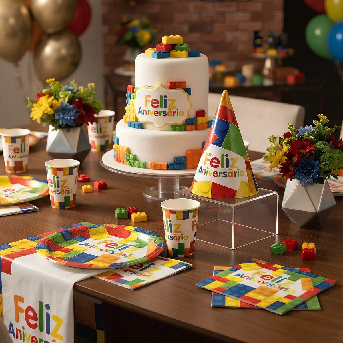 Chapéu de festa, bloco de montagem. tipo legos 