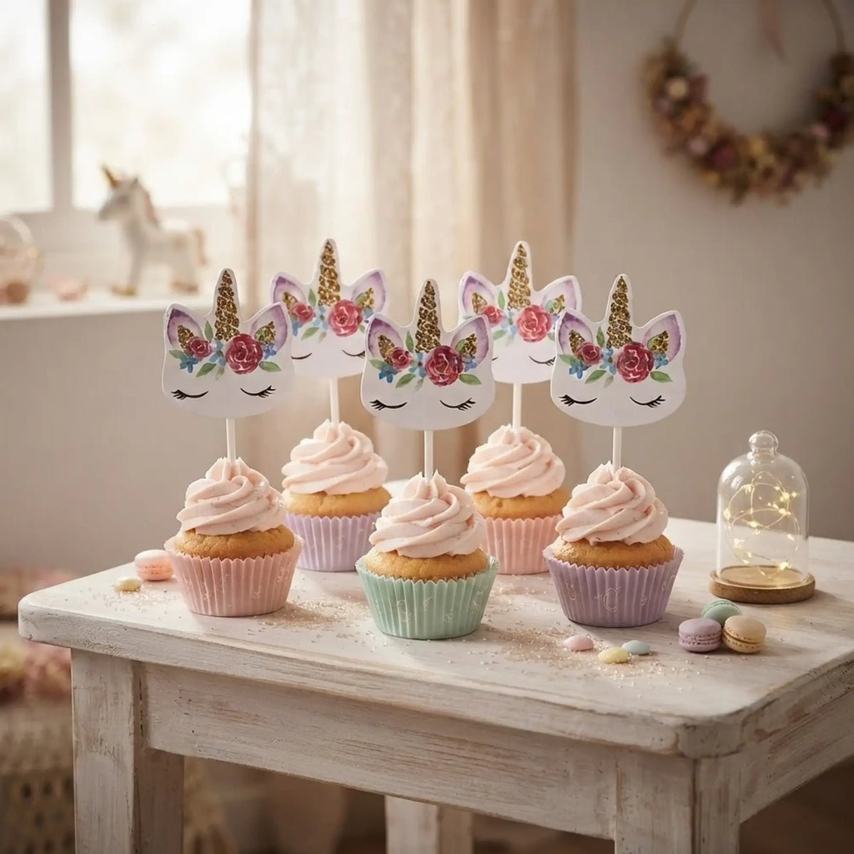 topo editorial formas de cupcakes, unicornio, festalar